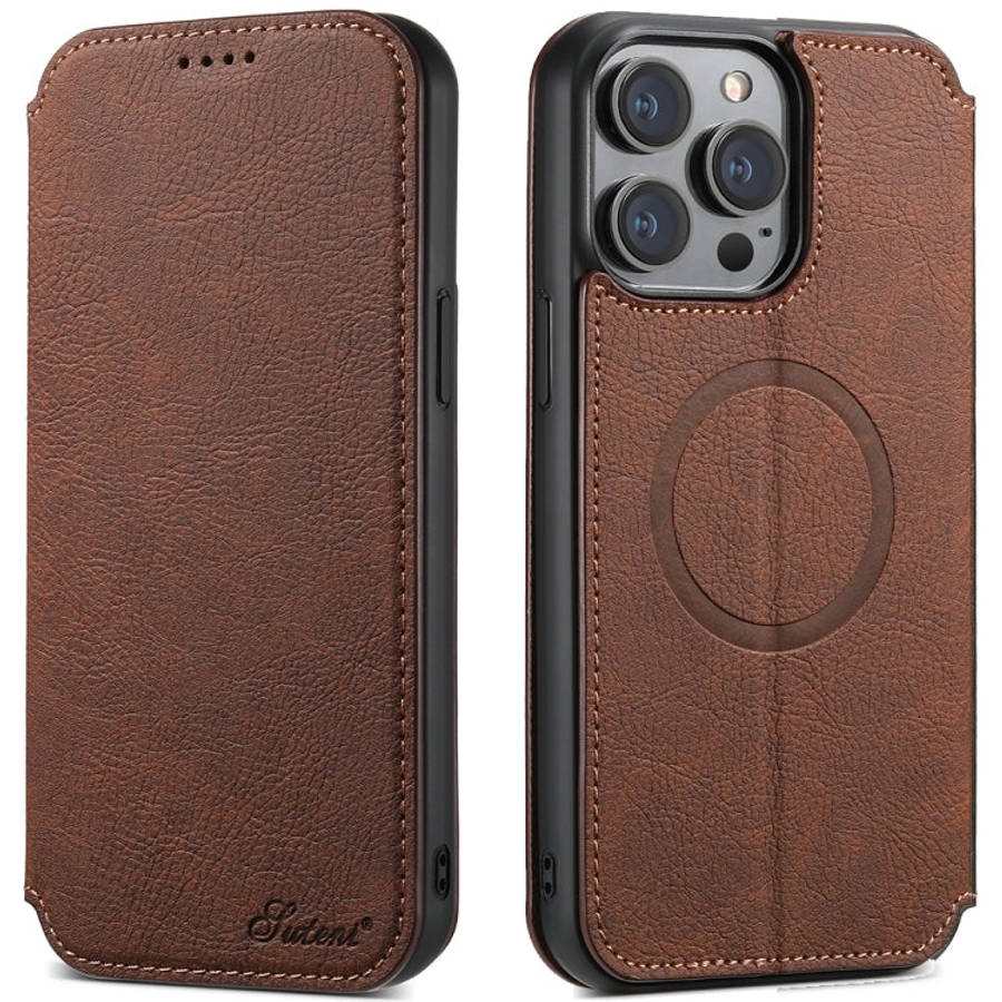 Suteni J06 Multifunctional Leather Magnetic Magsafe Phone Case, For iPhone 12/12 Pro, For iPhone ...