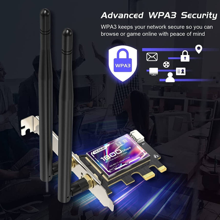 EDUP EP-9658 PCI-E WiFi 6 Card AX1800M Bluetooth 5.2 Adapter for Desktop PC, 2.4GHz/5.8GHz Dual B...