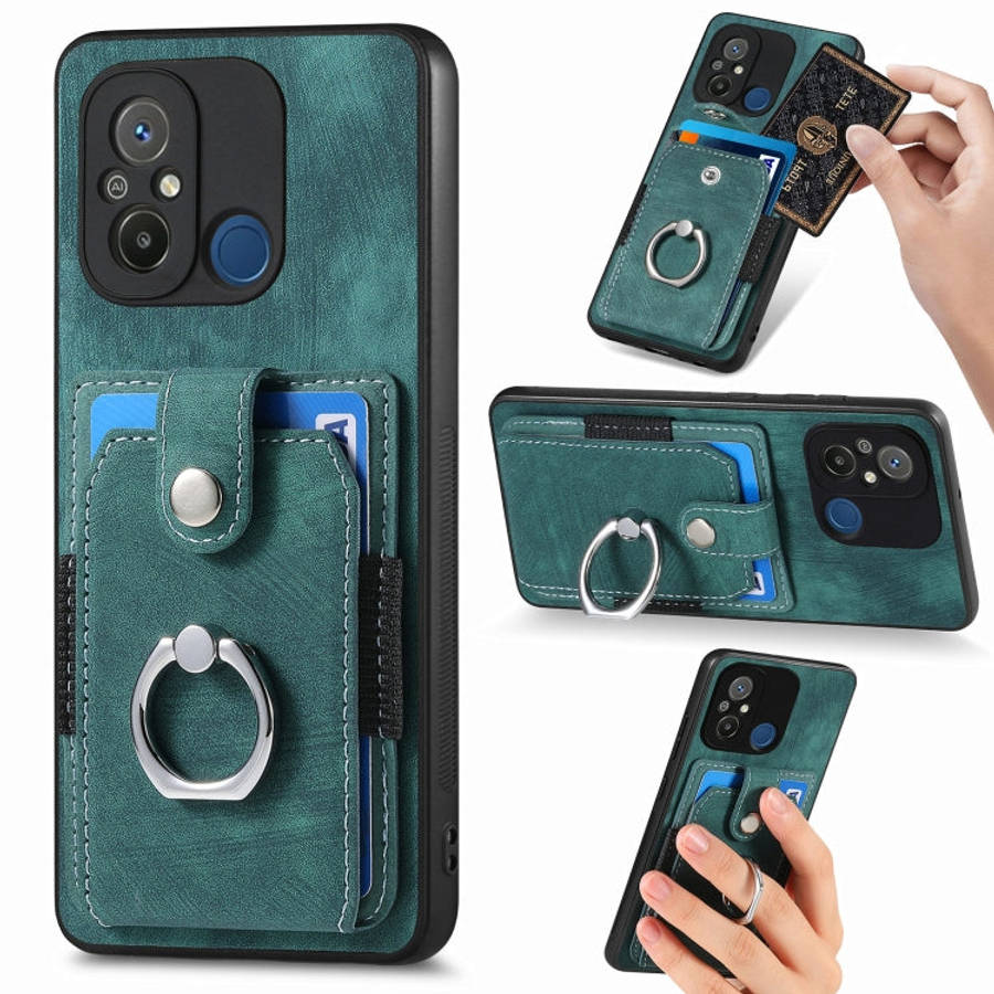 Retro Skin-feel Ring Card Wallet Phone Case, For Redmi 12C, For Redmi Note 12 4G, For Redmi Note ...