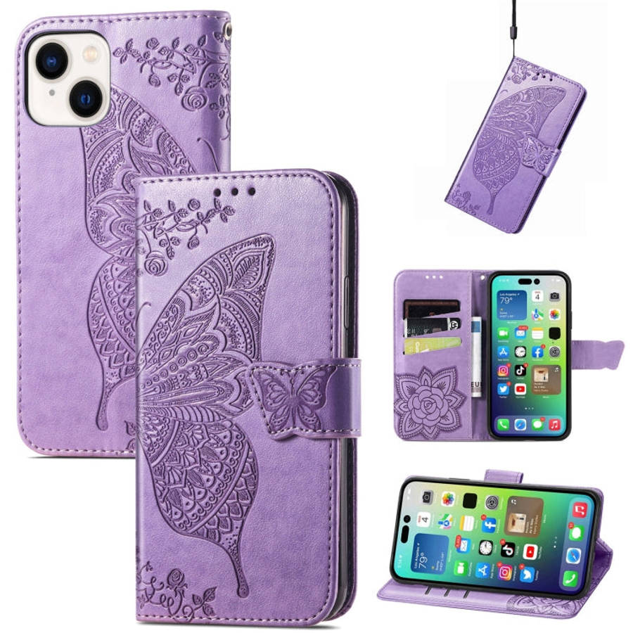 Butterfly Love Flower Embossed Leather Phone Case, For iPhone 15 Pro Max, For iPhone 15 Pro, For ...