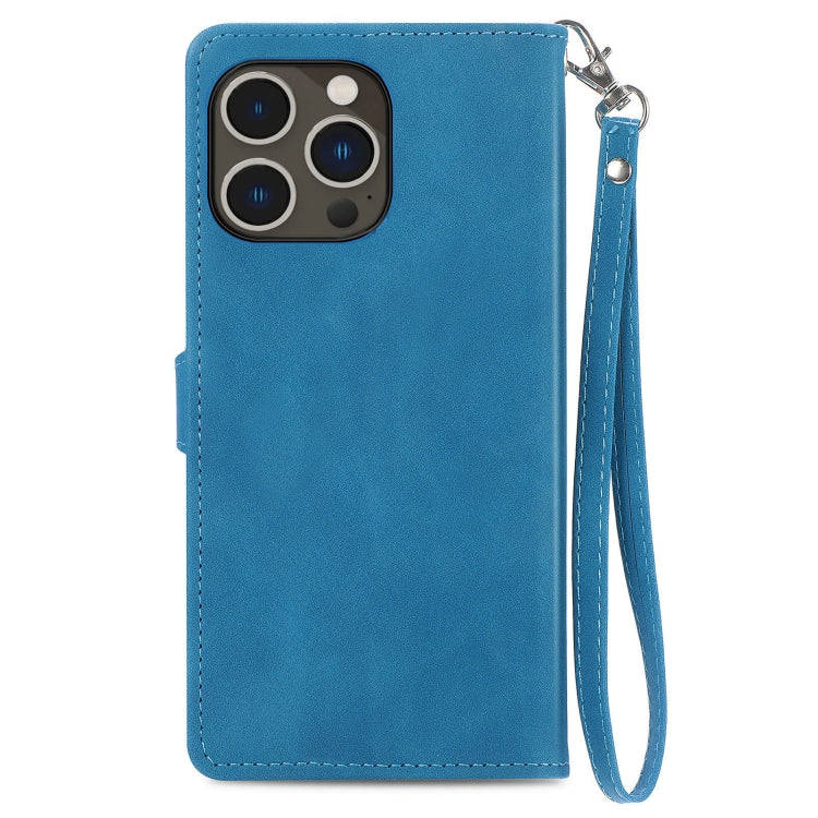 Embossed Flower Zipper Leather Phone Case, For iPhone 15 Pro Max, For iPhone 15 Pro, For iPhone 1...