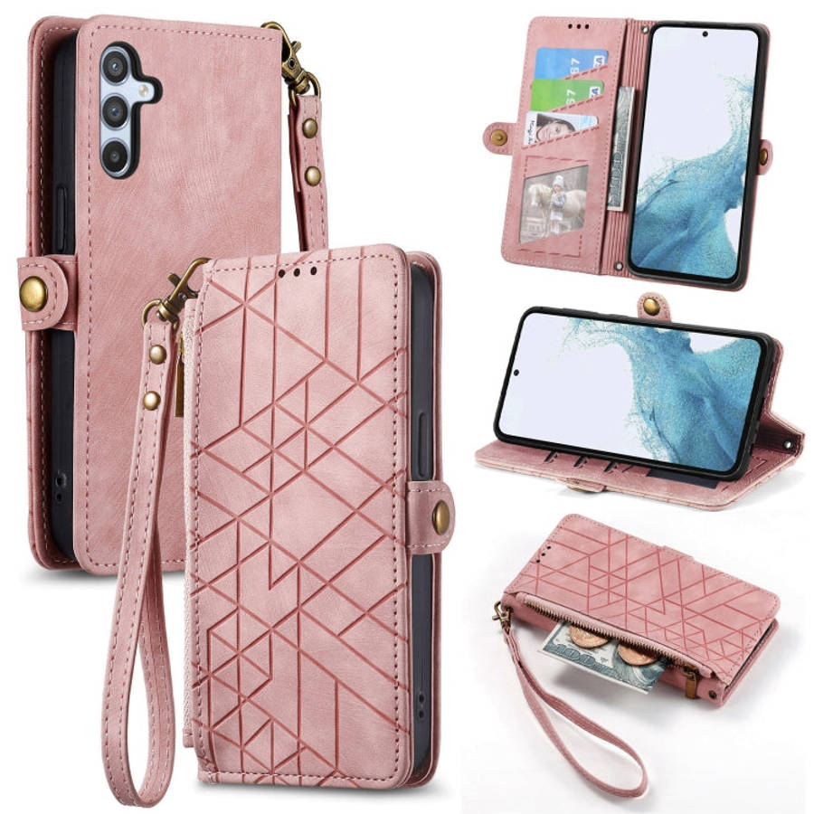 Geometric Zipper Wallet Side Buckle Leather Phone Case, For Samsung Galaxy S26 Edge 5G, For Samsu...