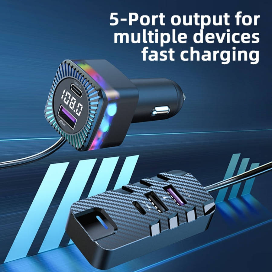 CS11 Multi-Port Rear Seat Extended Car Fast Charger Support Bluetooth MP3 Play, CS11