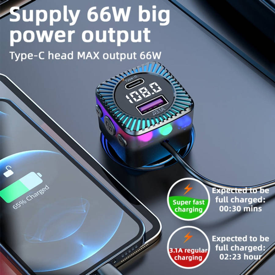 CS5 Car 3 in 1 Bluetooth 5.3 MP3 Player FM Transmitter Charger with Cable, CS5