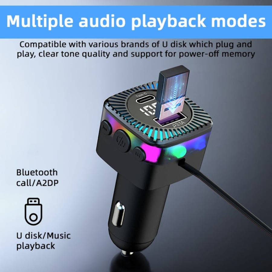 CS5 Car 3 in 1 Bluetooth 5.3 MP3 Player FM Transmitter Charger with Cable, CS5
