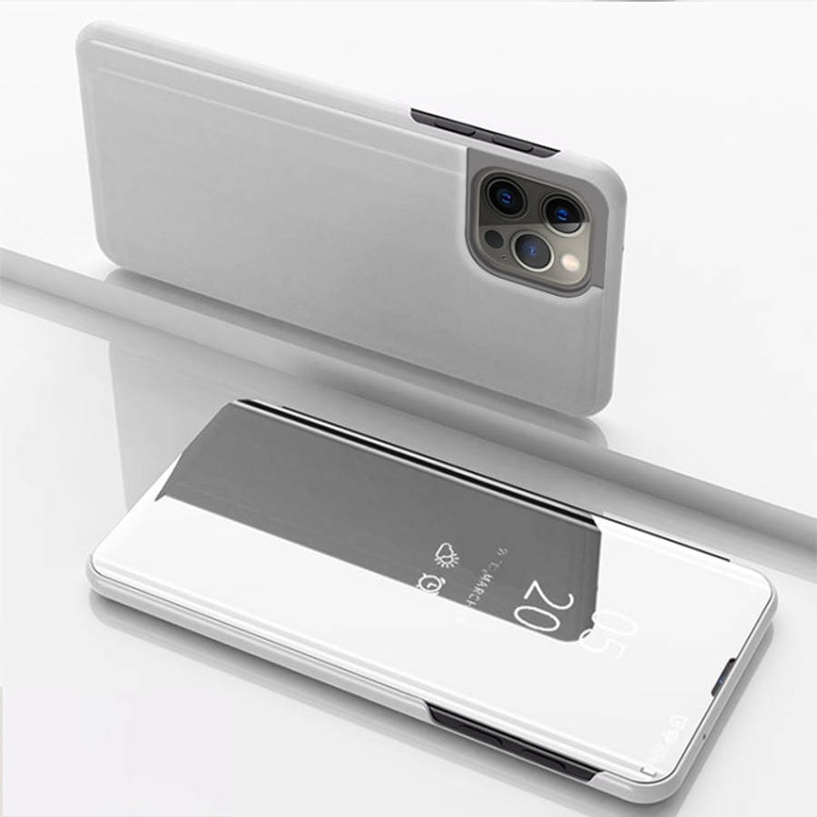 Plated Mirror Horizontal Flip Leather Phone Case with Holder, For iPhone 16 Pro, For iPhone 16 Pl...