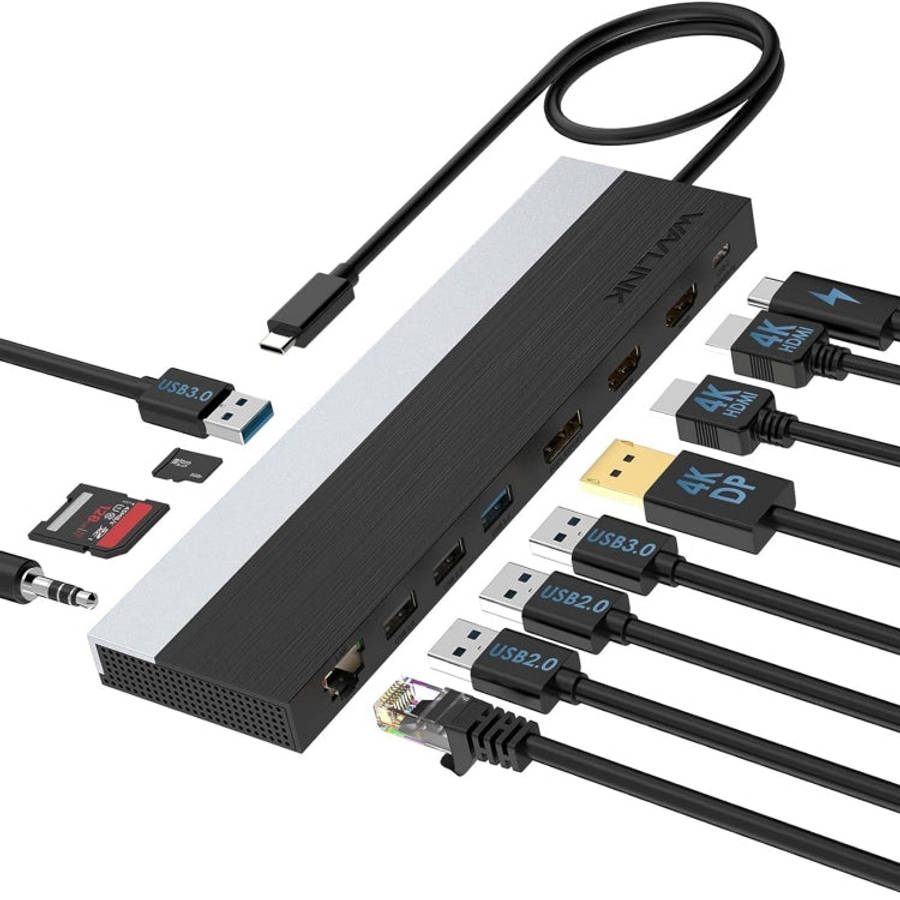 Wavlink UMD08 DisplayPort 12 in 1 Type-C Triple Display Docking Station, UMD08
