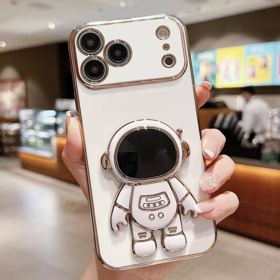 Electroplating Astronaut Holder Phone Case, For iPhone 17e / 16e, For iPhone 17 Pro Max, For iPho...