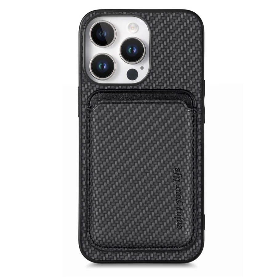 Carbon Fiber Leather Card Magsafe Phone Case, For iPhone 17e / 16e, For iPhone 17 Pro Max, For iP...
