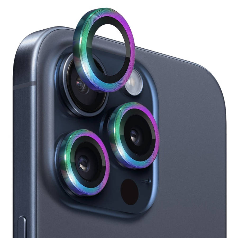 NORTHJO Camera Lens Protector Tempered Glass CD Vein Metal Ring Film, For iPhone 15 Pro / 15 Pro Max