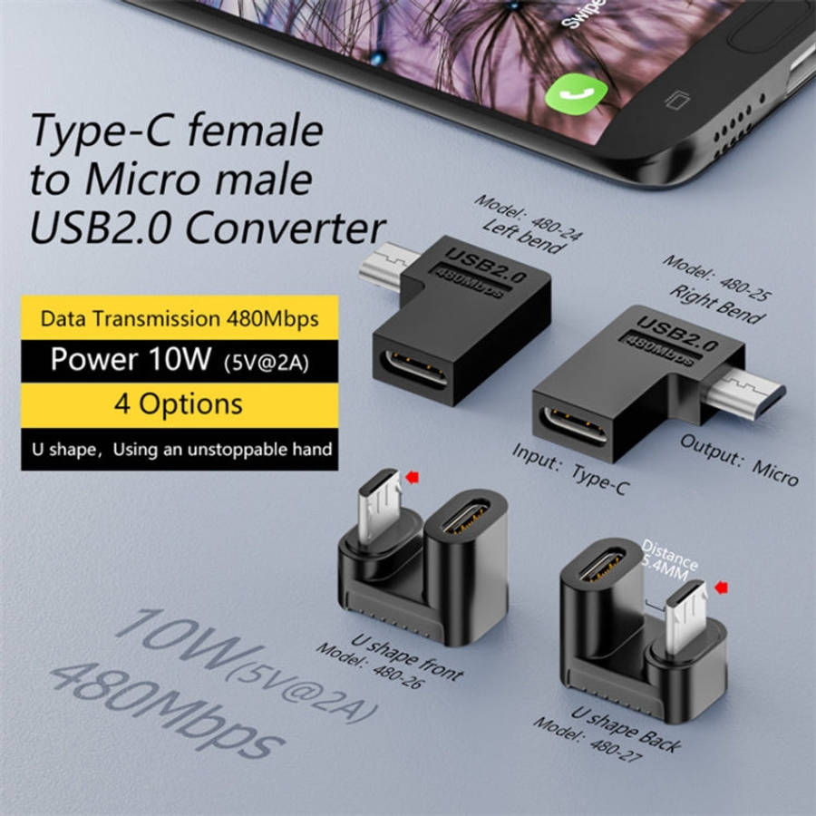 Type-C Female to Micro USB Male Adapter Data Charging Transmission, Type-C Female to Micro Male U...