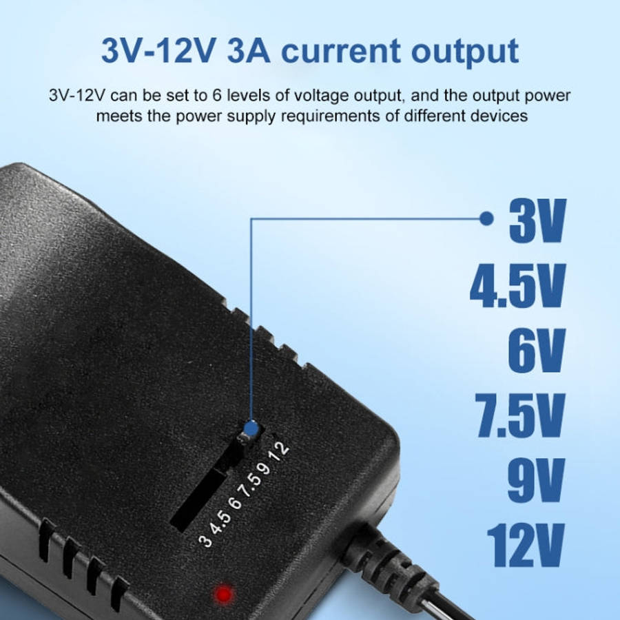 Voltage Adjustable universal power adapter 110 220V to 12V 3V 4.5V 6V 7.5V 9V AC DC adapter 3A Ma...