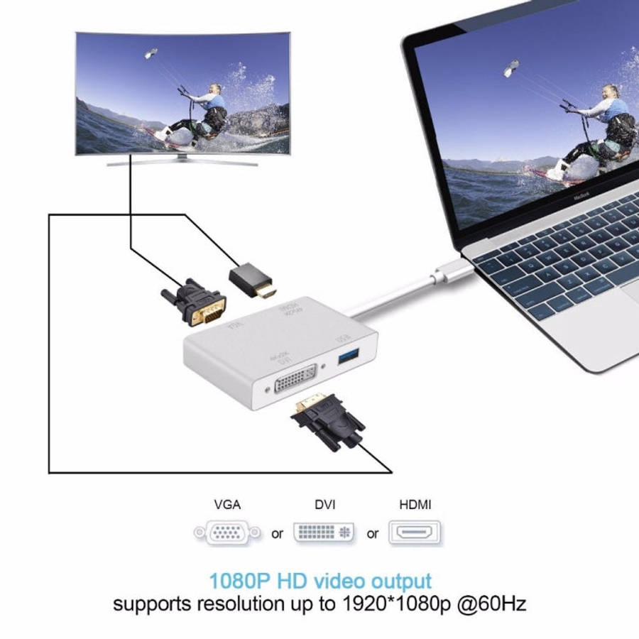 4 in 1 USB 3.1 USB C Type C to HDMI VGA DVI USB 3.0 Adapter Cable for Laptop Apple Macbook Google...