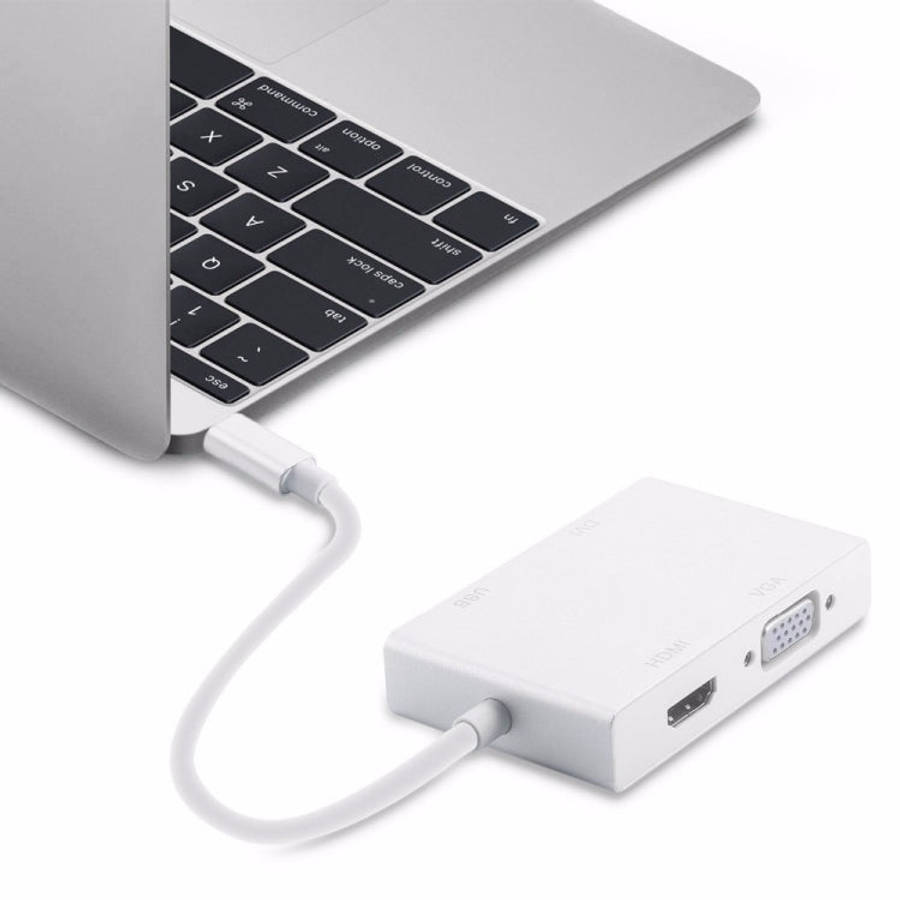 4 in 1 USB 3.1 USB C Type C to HDMI VGA DVI USB 3.0 Adapter Cable for Laptop Apple Macbook Google...
