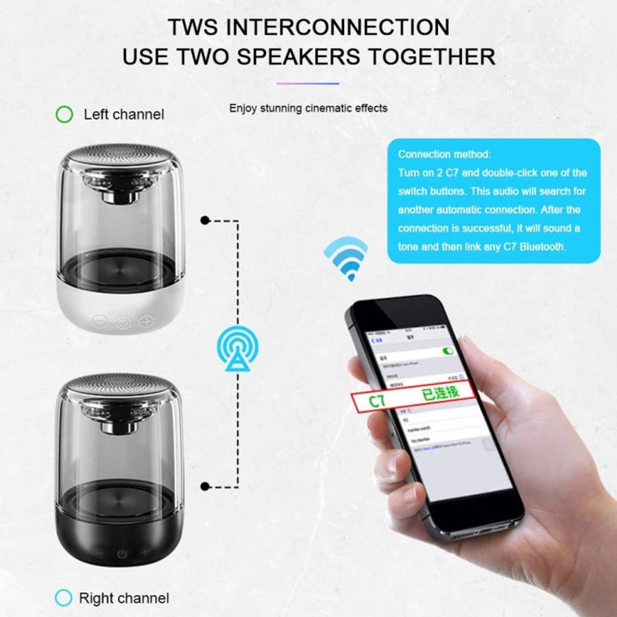 C7 Bluetooth 5.0 Speaker Transparent LED Luminous Subwoofer TWS 6D Surround HIFI Stereo Cool Audi...