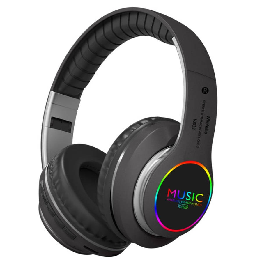 VJ033 Multi-function Upgrade Bluetooth 5.0 Headset Stereo Wireless LED Microphone FM Radio Headset