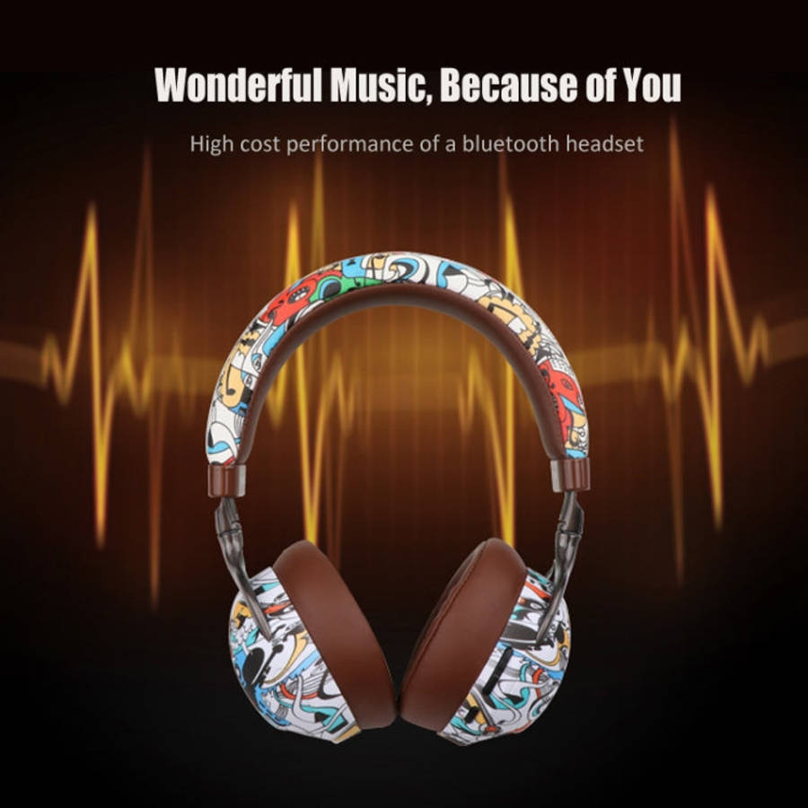 VJ086 Graffiti Headset Wireless Sports Bluetooth Headset Water Transfer Color Print Headset, Supp...