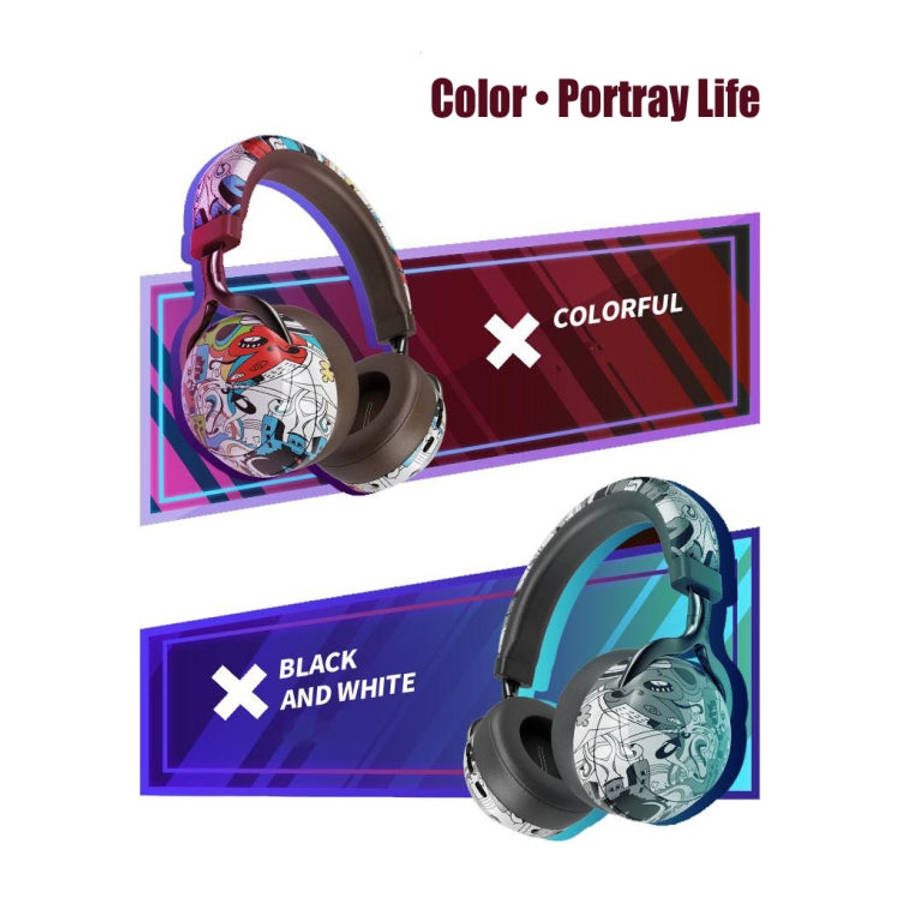 VJ086 Graffiti Headset Wireless Sports Bluetooth Headset Water Transfer Color Print Headset, Supp...