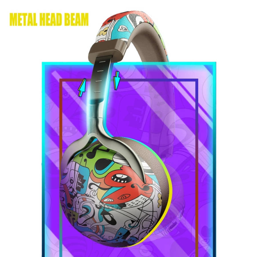 VJ086 Graffiti Headset Wireless Sports Bluetooth Headset Water Transfer Color Print Headset, Supp...