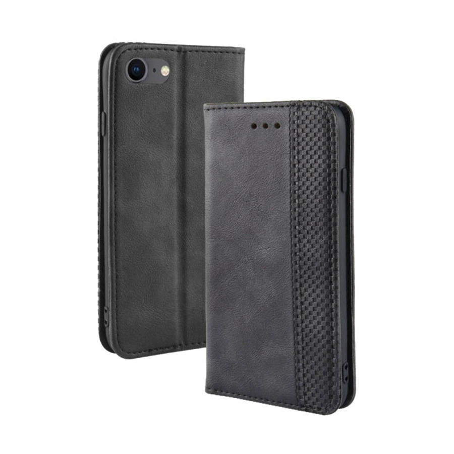 For iPhone SE (2020) Magnetic Buckle Retro Crazy Horse Texture Horizontal Flip Leather Case  , wi...