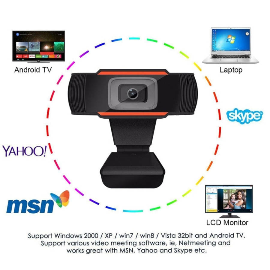 HXSJ A870 Webcam HD 480P PC Camera with Absorption Microphone MIC for Skype for Android TV   Rota...