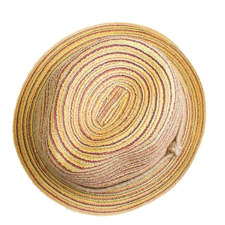 Colorful Striped Foldable Straw Hat Topee Bohemia Cap
