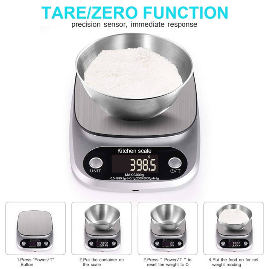 BOH-C305 Kitchen Stainless Steel LCD  Electronic Scale, Specification: 5kg/0.1g, 5kg/0.1g