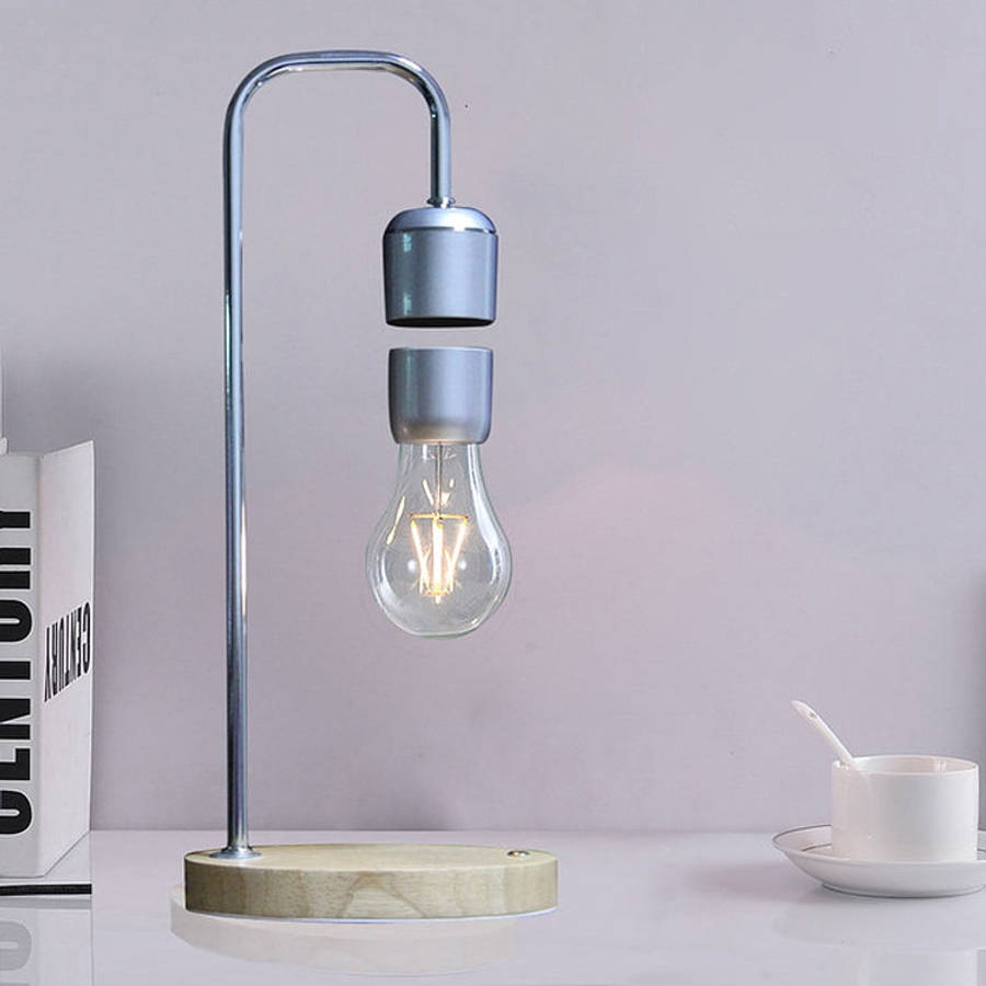 16W Magnetic Levitation Decoration Technology Toy Bend LED Floating Bulb Home Table Lamp, Black