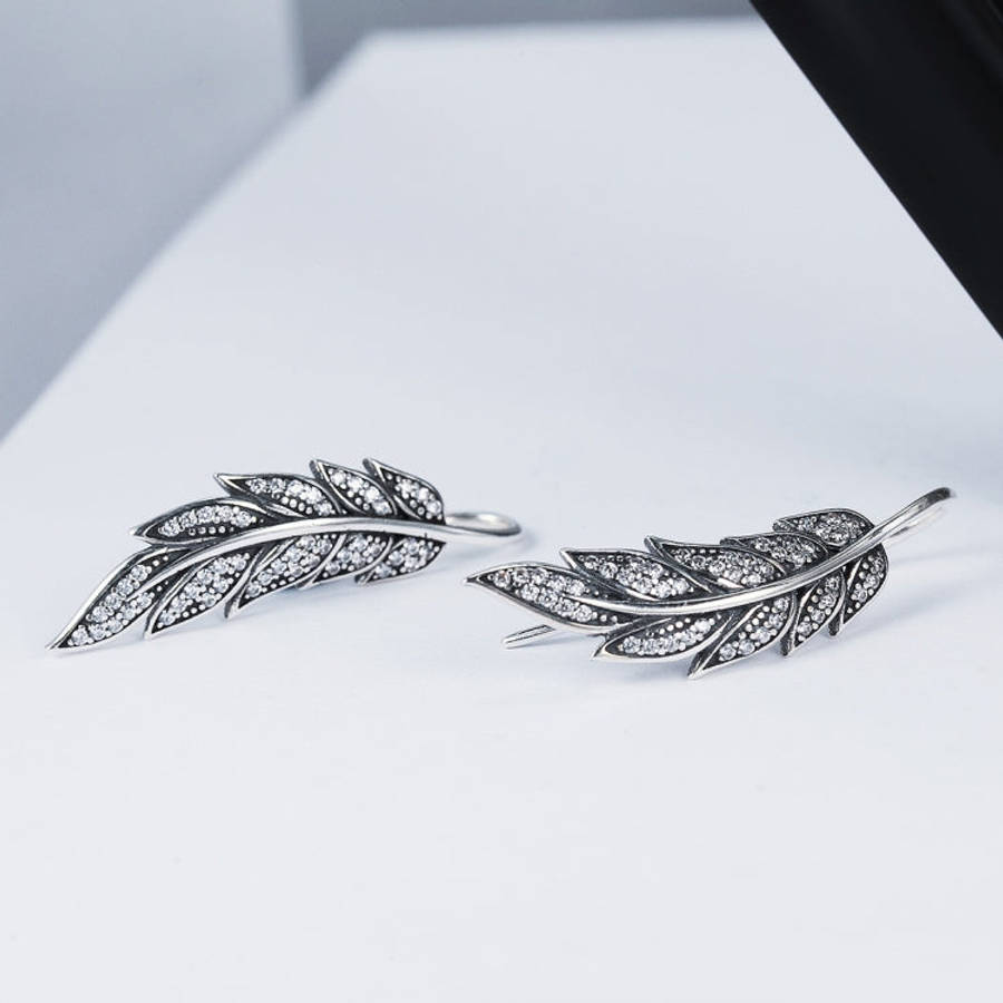 Diamond Leaf Silver Earrings Female S925 Sterling Silver Earrings, SCE215