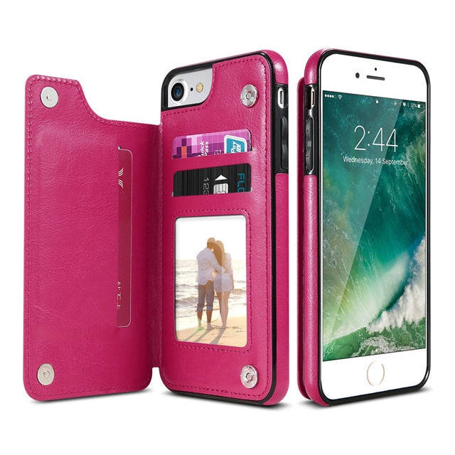 Retro PU Leather Case Multi Card Holders Phone Cases for iPhone 6 Plus & 6s Plus