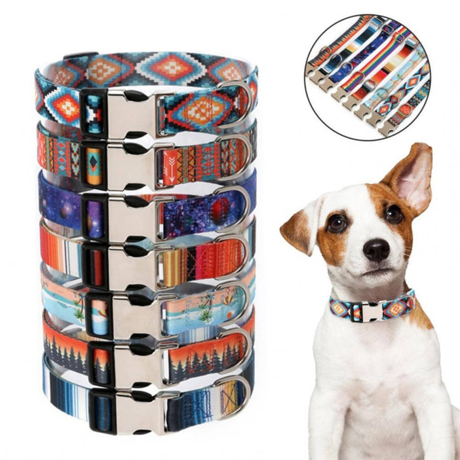 Pet Ethnic Style Polyester Cotton Print Pattern Collar, Size:, S: 1.5x27-43cm, M: 2.0x32-52cm, L:...