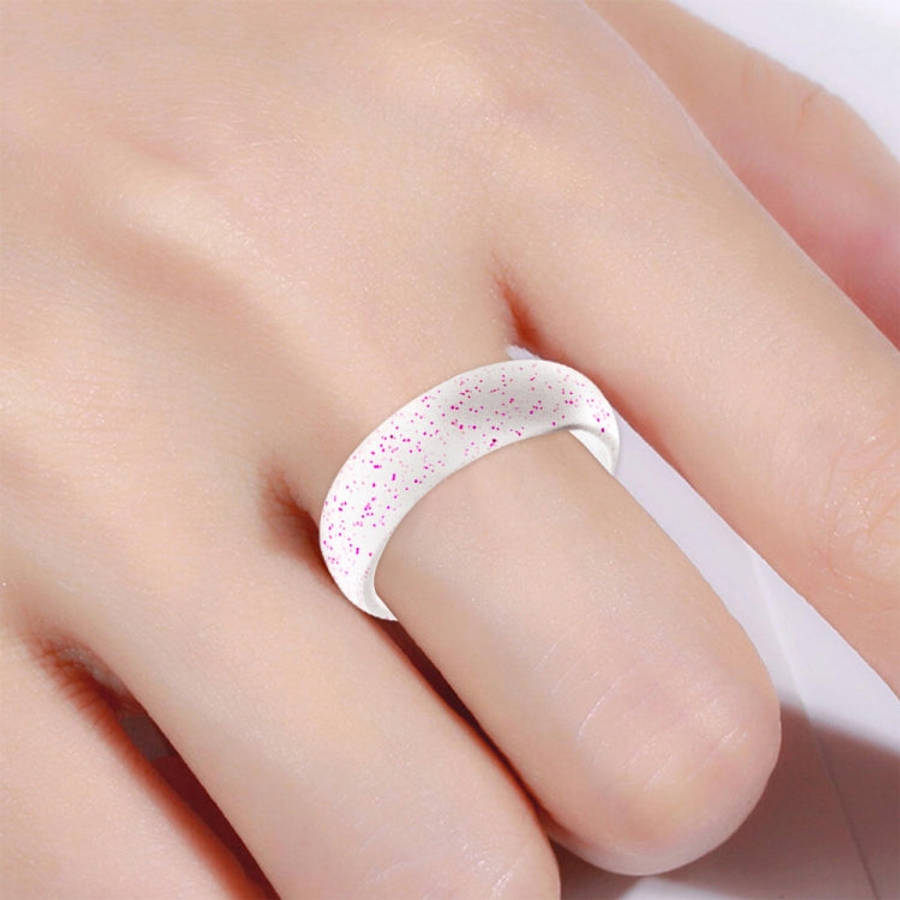 SH100 5.7mm Wide Silicone Ring Glitter Couple Ring, No.4, No.5, No.6, No.7