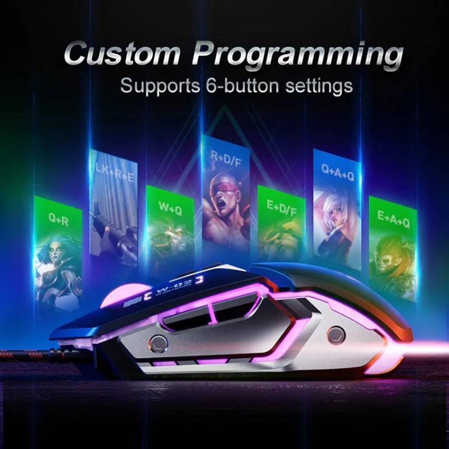 Inphic W-02 USB Wired Mouse Gaming Macro-Programmable Illuminated Computer Mice
