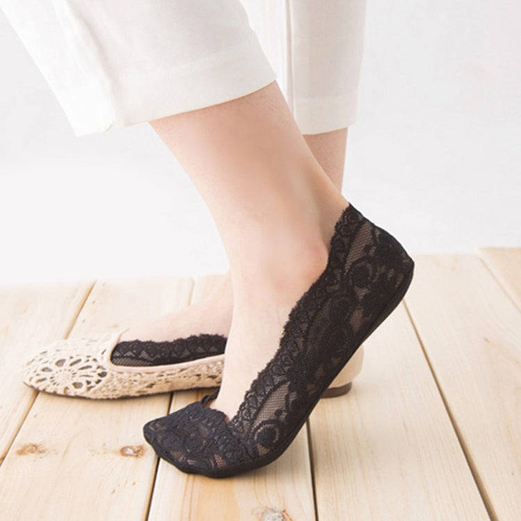 Summer  Girl Silica Gel Lace Boat Socks Invisible Cotton Sole Non-slip Antiskid Slippers Anti-Sli...