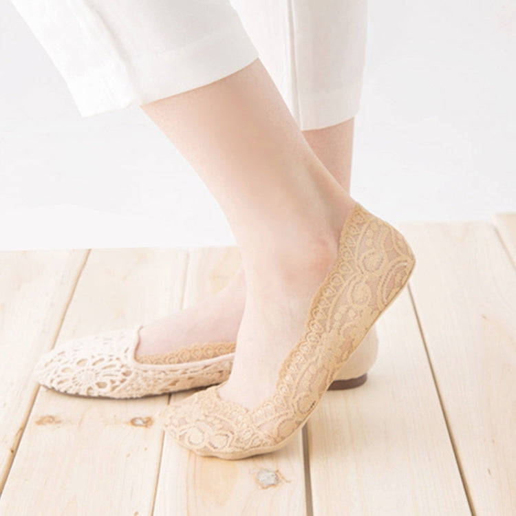 Summer  Girl Silica Gel Lace Boat Socks Invisible Cotton Sole Non-slip Antiskid Slippers Anti-Sli...