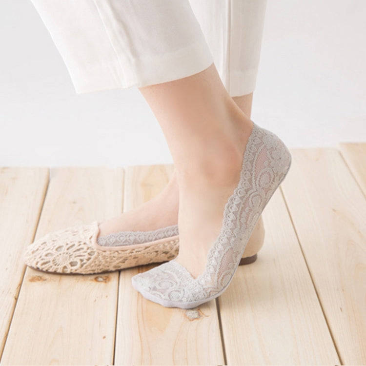 Summer  Girl Silica Gel Lace Boat Socks Invisible Cotton Sole Non-slip Antiskid Slippers Anti-Sli...