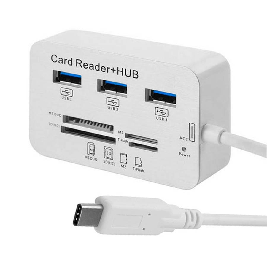USB 3.1 Type-C COMBO 3 Ports HUB + MS DUO / SD(HC) / M2 / T-Flash Card Reader with LED Indication...