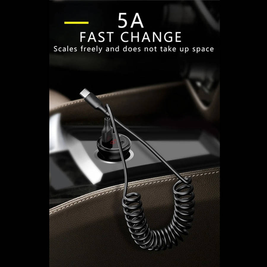 5A USB-C / Type-C to USB Retractable Coiled Fast Charging Cable