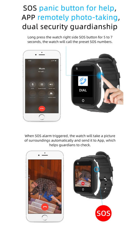 REACHFAR RF-V46-B GPS Smart Tracker WatchBand, Support SOS / Camera / Health Management / 4G LTE ...