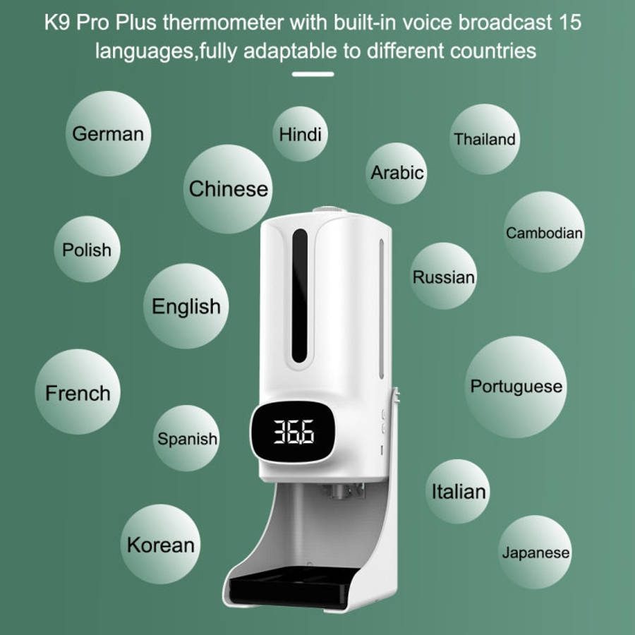 K9 Pro Plus Handsfree Non-contact Body Thermometer + 1000ml Automatic Non-contact Liquid Soap Dis...