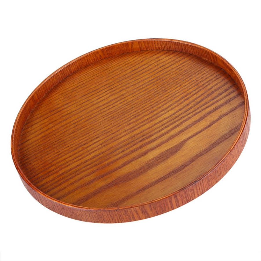 Creative Round Solid Wood Tea Tray Hotel Wooden Tay Storage Tray, Diameter: 37.5cm, Brown, Diamet...