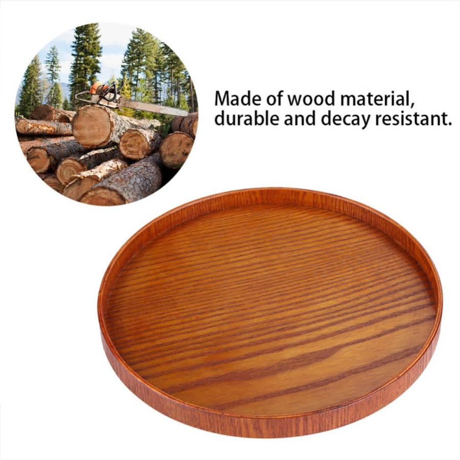 Creative Round Solid Wood Tea Tray Hotel Wooden Tay Storage Tray, Diameter: 37.5cm, Brown, Diamet...