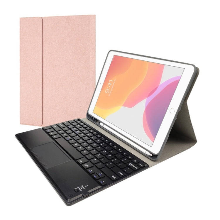 RK109C Detachable Magnetic Plastic Bluetooth Keyboard with Touchpad + Silk Pattern TPU Tablet Cas...