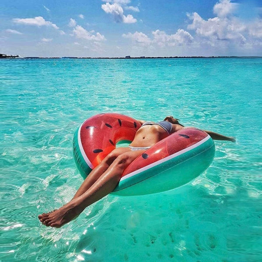 Inflatable Watermelon Shaped Swimming Ring, Inflated Size: 114 x 114cm, Watermelon Ring