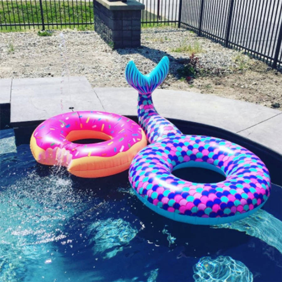 Inflatable Large Mermaid Tail Pool Lounge Swimming Ring Floating Raft Floats, Size: 170*120cm, 17...