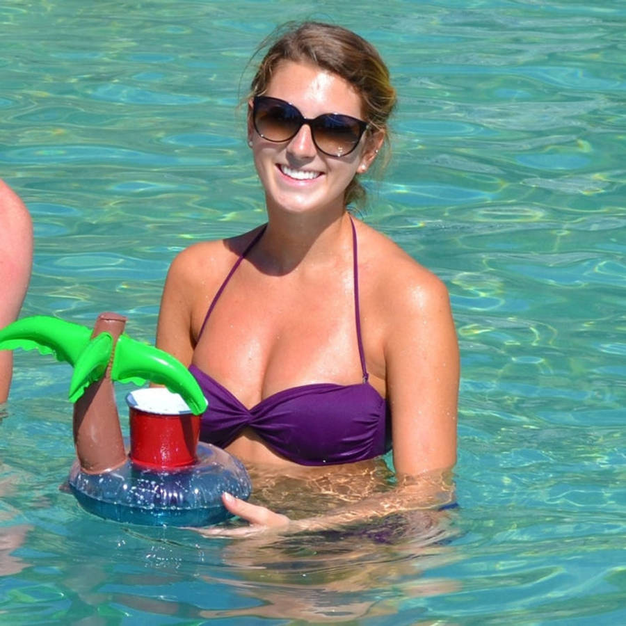Inflatable Coconut Tree Shaped Floating Drink Holder, Inflated Size: About 21 x 21 x 22cm, Coconu...