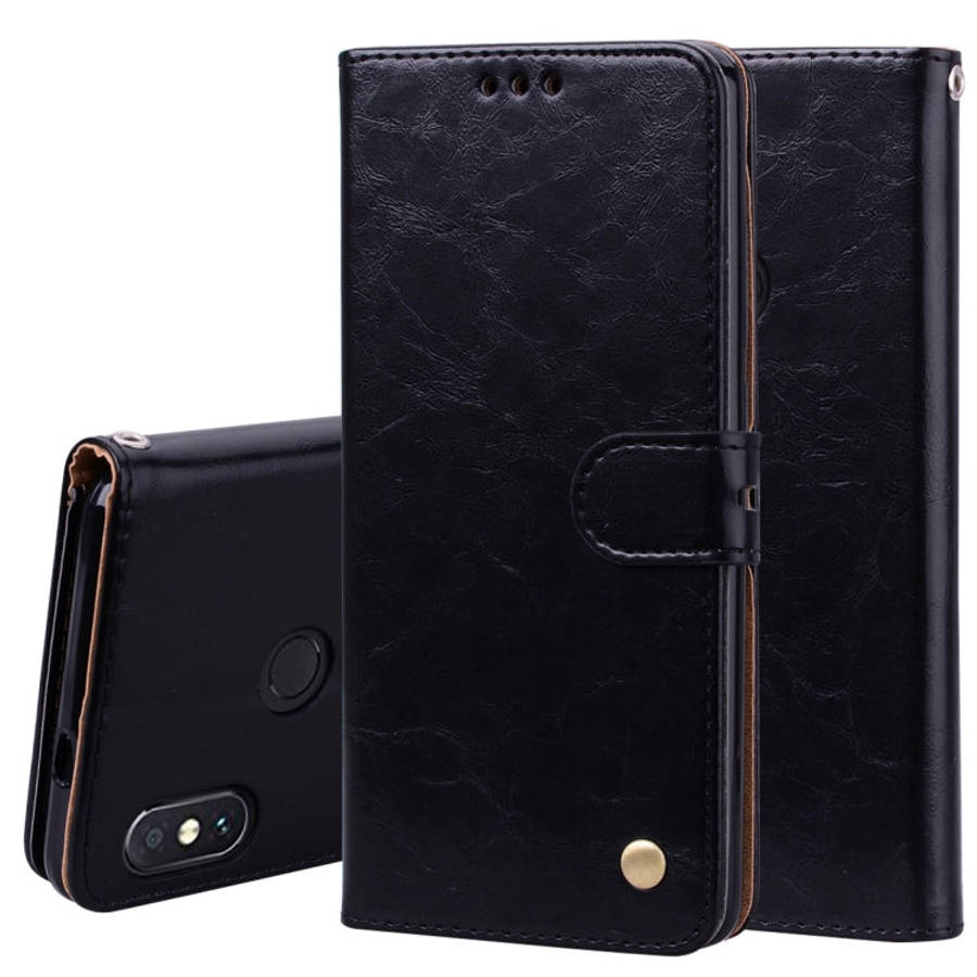 Business Style Oil Wax Texture Horizontal Flip Leather Case for Xiaomi Redmi Note 5 Pro, with Hol...