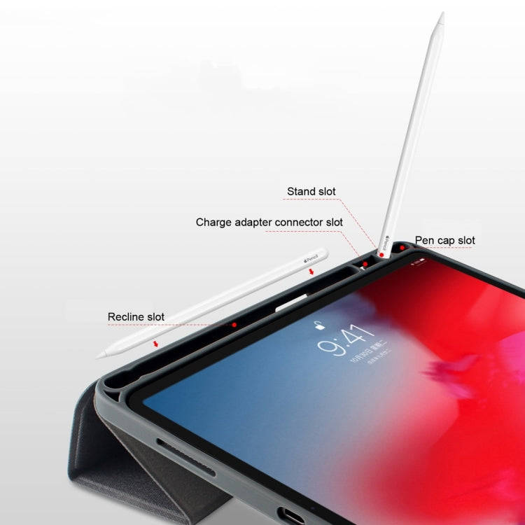 Mutural Exquisite Series Cloth Texture PU+TPU Leather Case for iPad Pro 12.9 inch (2018), with 3-...