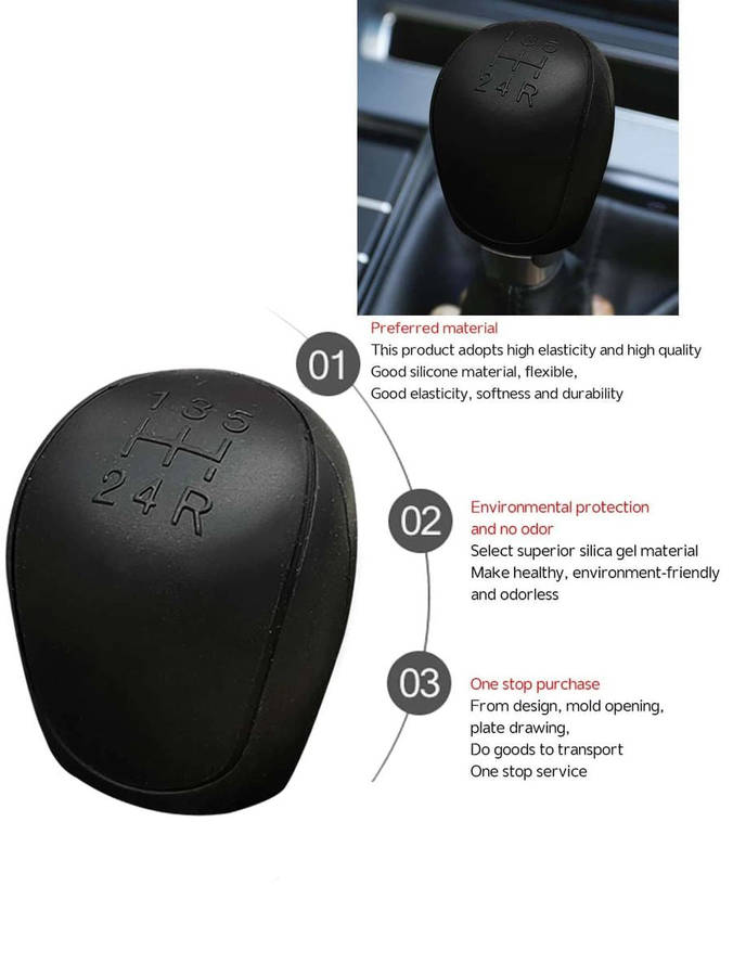 Motolab Silicone Car Gear Leaver Shift Knob Cover - Black