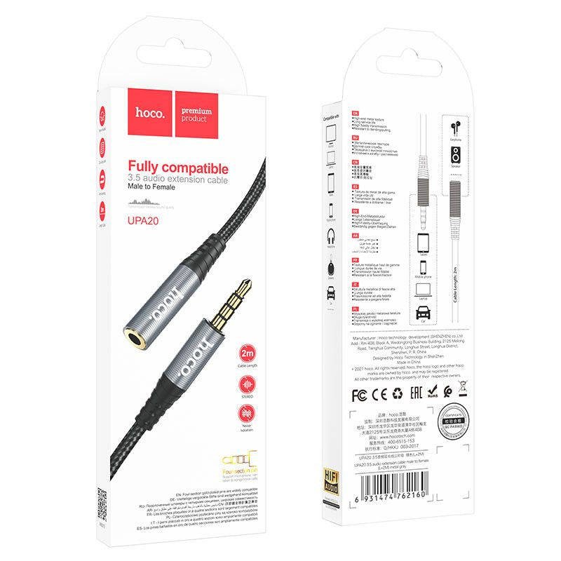 Hoco UPA20 3.5mm Nylon Braided Audio Extension Cable 2m